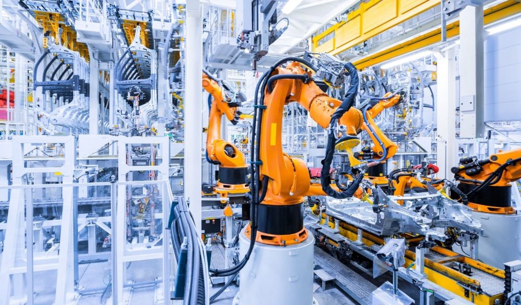 High-speed automated conveyor line operating smoothly